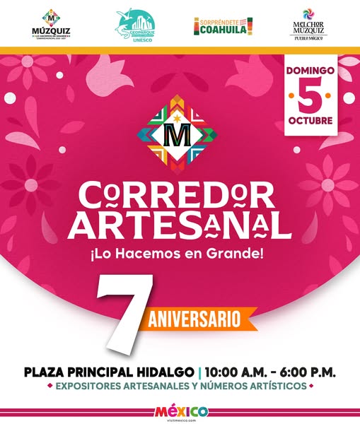 ¡Te invitamos a celebrar el 7º Aniversario del Corredor Artesanal!