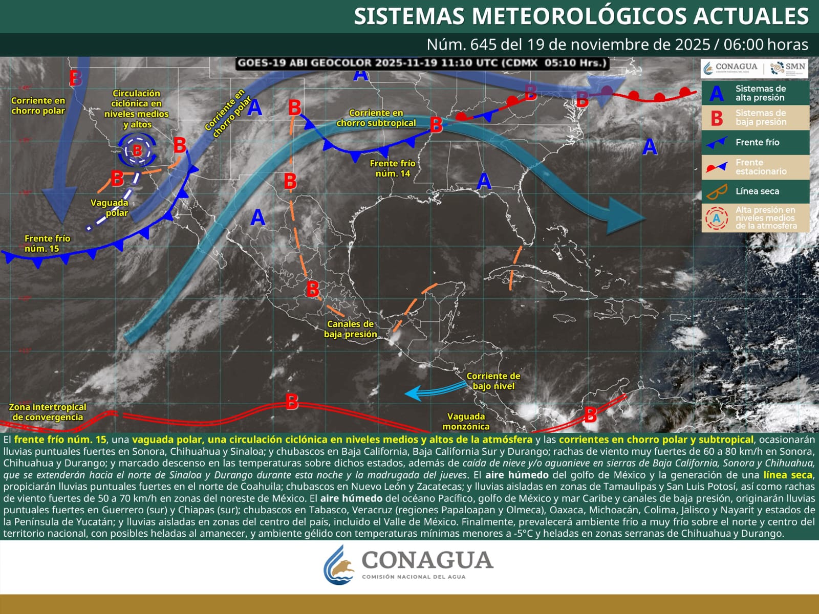 FRENTE FRÍO NÚMERO 15 GENERARÁ LLUVIAS Y FUERTES VIENTOS EN COAHUILA