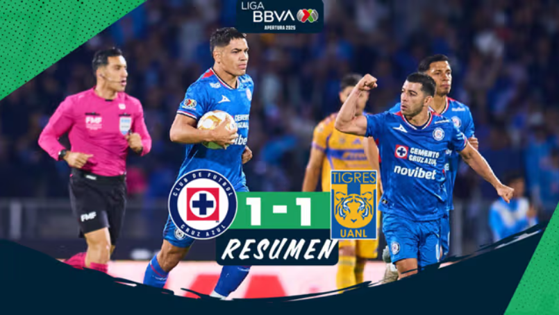 Cruz Azul rescata el empate frente a Tigres y dejan todo para el partido de vuelta