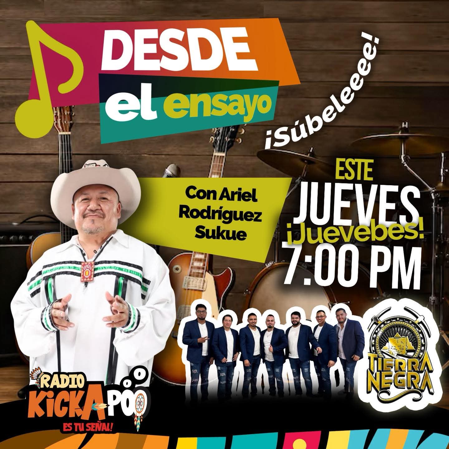 Desde el Ensayo en vivo: Grupo Tierra Negra este jueves en Radio Kickapoo