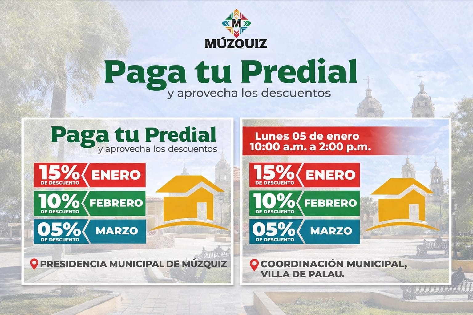 ¡Paga tu Predial y sigamos avanzando en Múzquiz!