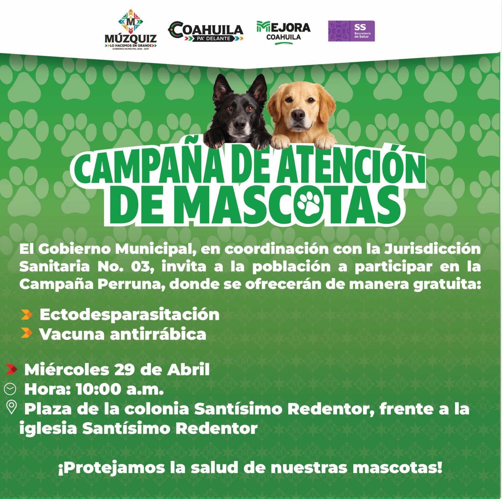 Múzquiz Campaña de Atención de Mascotas.