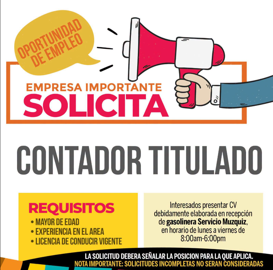 Empresa local abre vacante para Contador Titulado